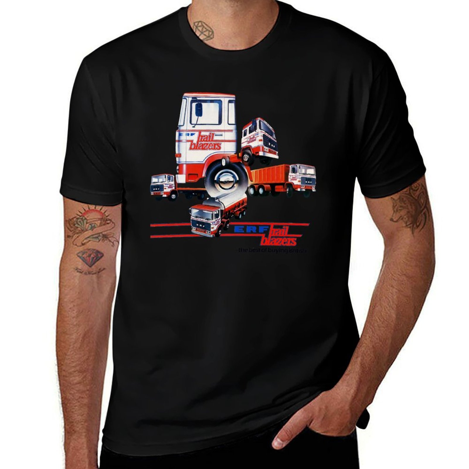 Mens Fashion In 1980S - ERF TRUCKS - 1980er-Jahre-Werbung T-Shirt Modischer