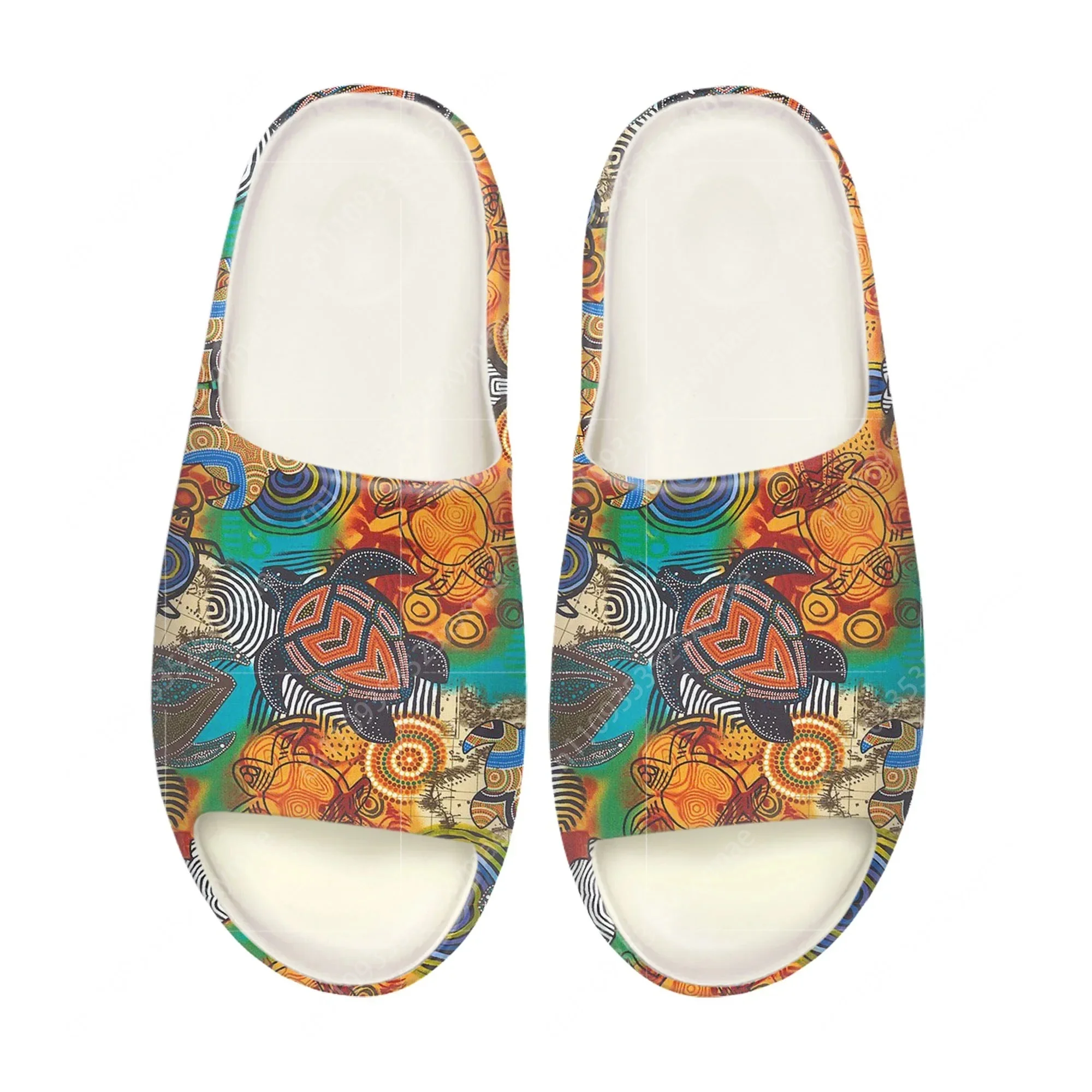 Mens Fashion Australia - Australische Aborigine-Schildkröten-Design Weichsohlen-Hausschuhe, Clogs für Zuhause,