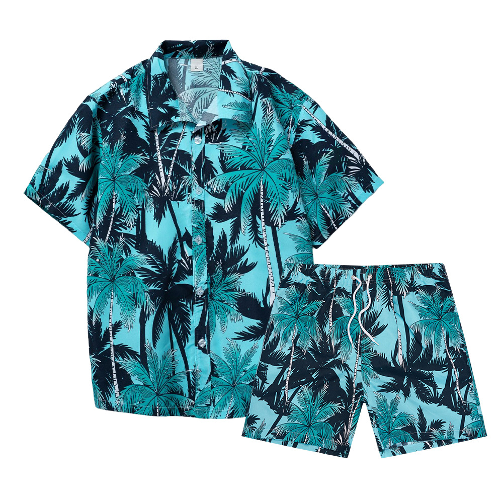 Mens Fashion Streetwear - Hawaiianische Kokosnussbaum 3D-Druck Herren Hemd-Sets Mode