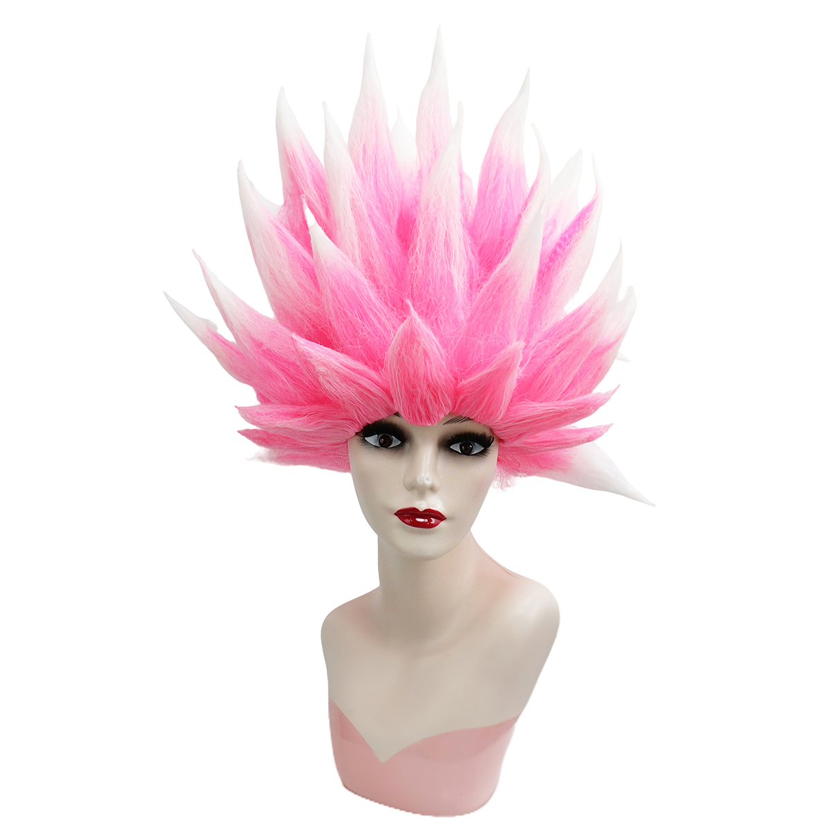 Men Fashion Hair Style - Anxin Marken-Kunsthaarperücke: Rosa-weißer Farbverlauf, gestrickt im