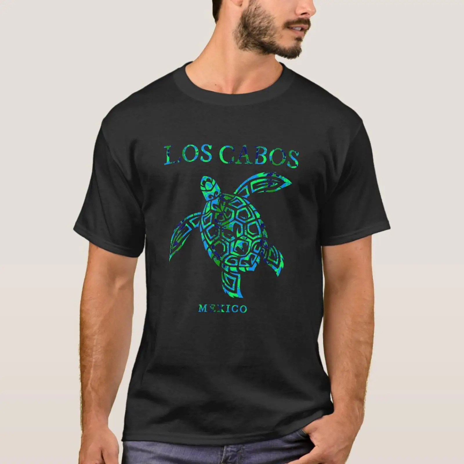 Mens Fashion Mexico - Los Cabos Mexiko Meeresschildkröten-Urlaubs-Souvenir-T-Shirt, Vintage-Stil, gewaschen,