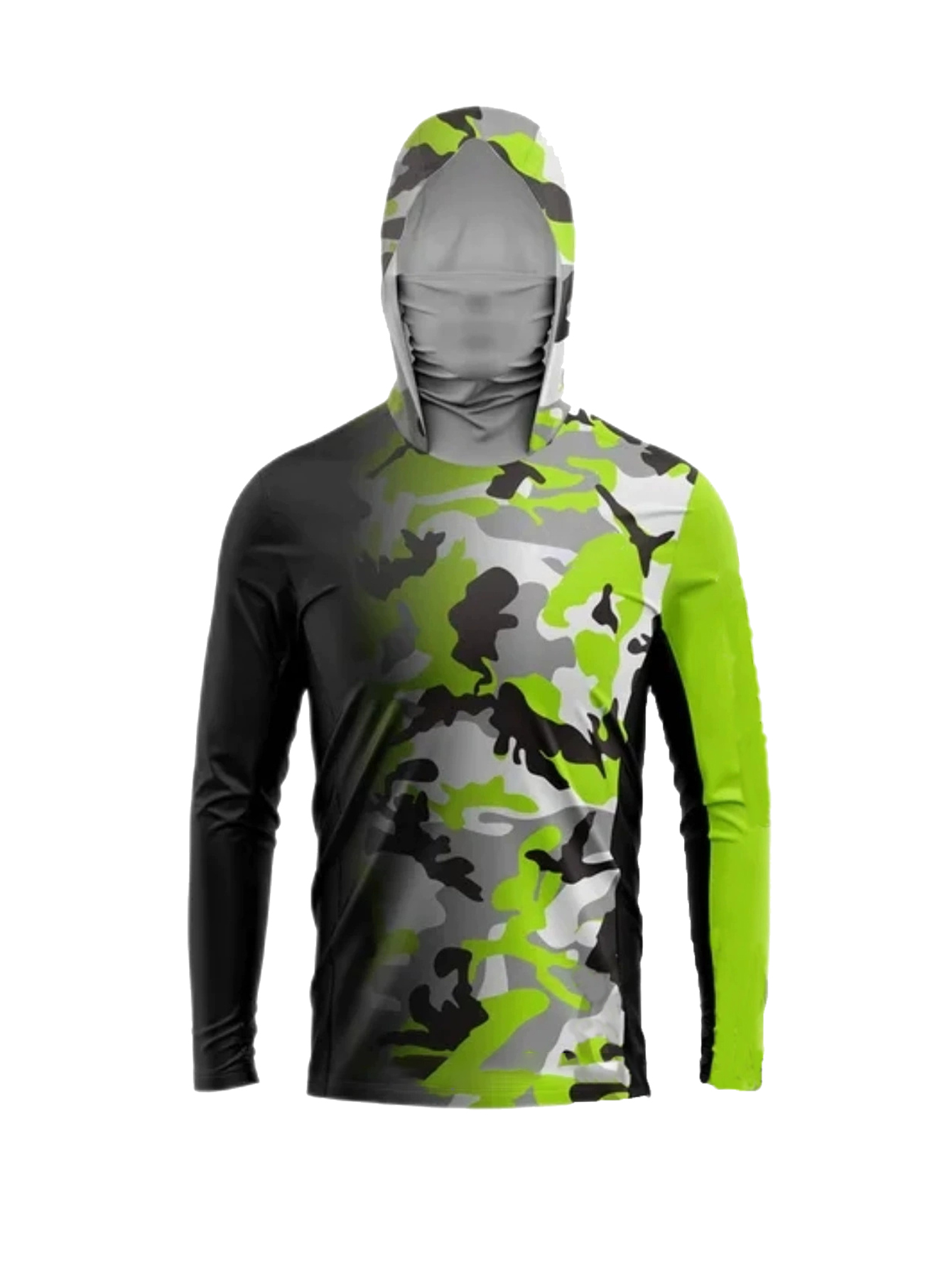 Men Fashion Upper - Outdoor Angler Kapuzen-Langarmshirt, Farbverlauf Neon Camouflage