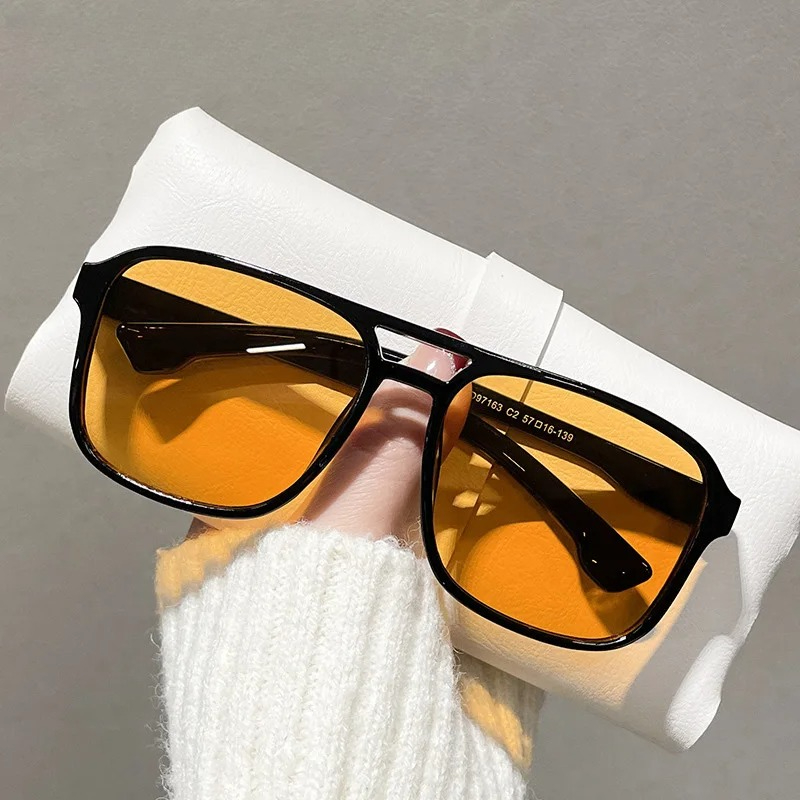 Men'S Fashion Glasses - Quadratische Doppelbrücken-Sonnenbrille für Damen, Retro-Shades UV400,