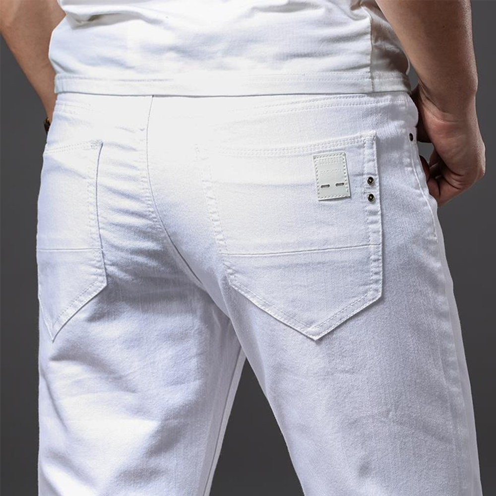 Men'S Fashion For 60 Year Old - Weiße Jeans für Herren, Elastizität, gerade,