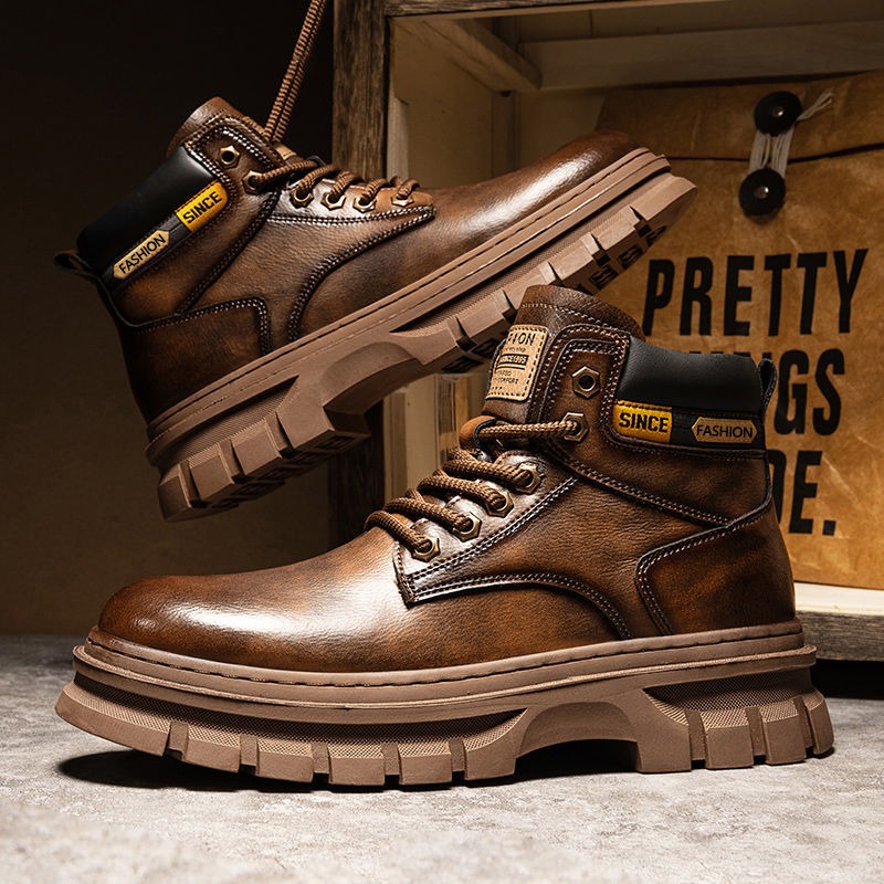 Fashion Men'S Boots - Vintage Männer Plattform Stiefeletten Herbst Winter
