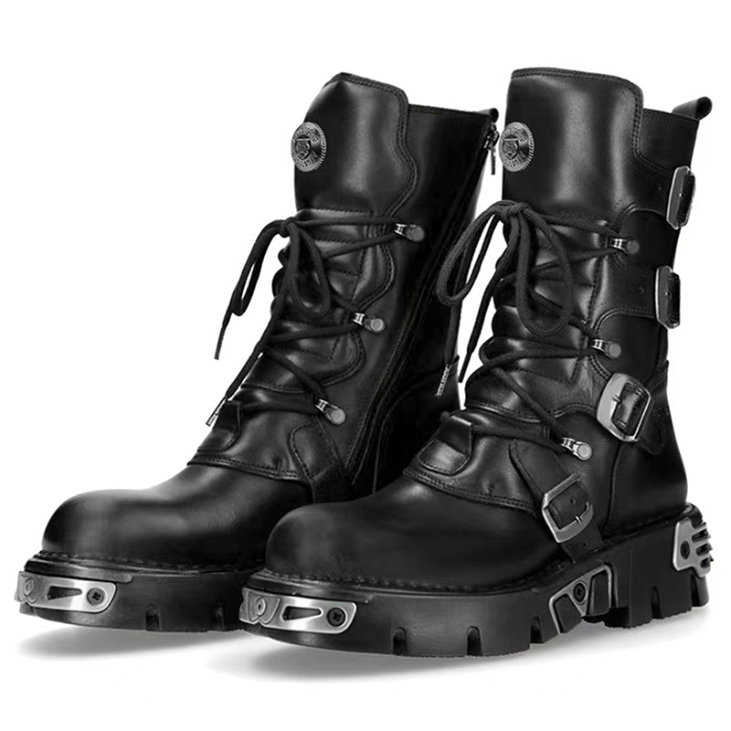 Fashion Men'S Boots - Männer Luxusmode Punk Gothic hohe Motorradstiefel