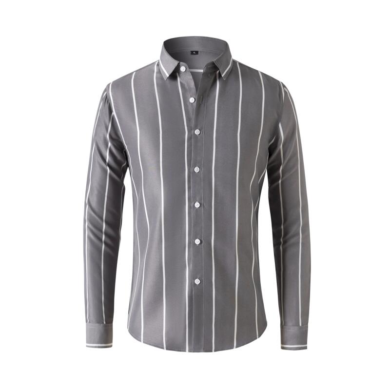 Men'S Fashion Clothing - Herren Gestreiftes Hemd Langarm Slim Fit