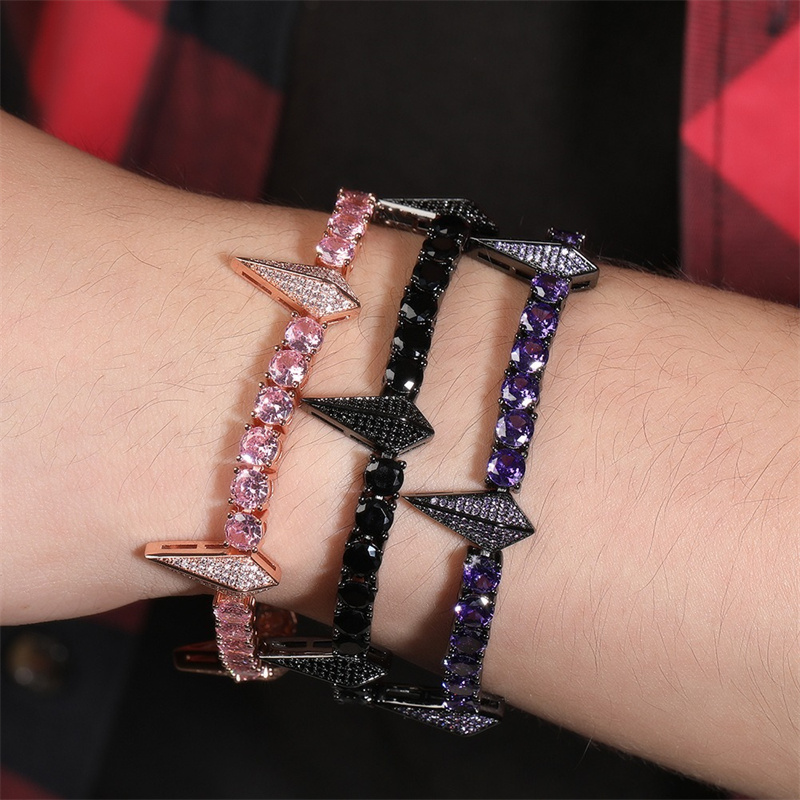Men'S Fashion Night Out - 8-Zoll-Punk-Hip-Hop-Armband mit Spikes, glänzende Zirkon-Intarsien, Kristall-Tenniskette,