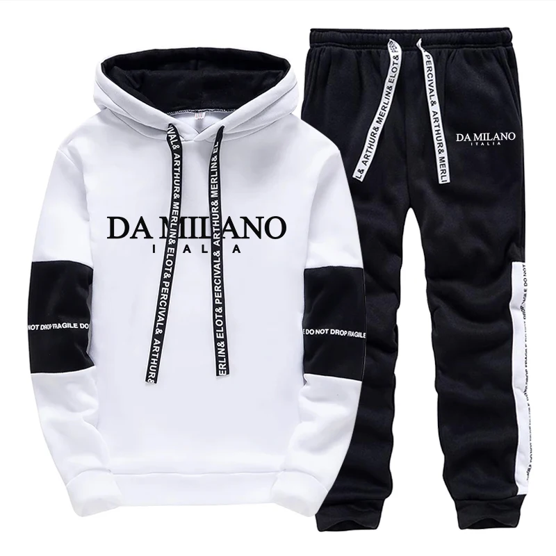Men'S Fashion Clothing - Schwarz-Weißer Herren-Trainingsanzug für Herbst und Winter,
