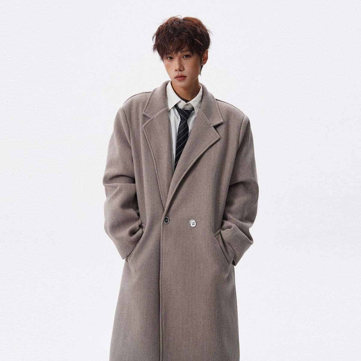 Men'S Fashion Reviews - Wollmischungsmantel Koreanische Mode Herrenkleidung in Rot,