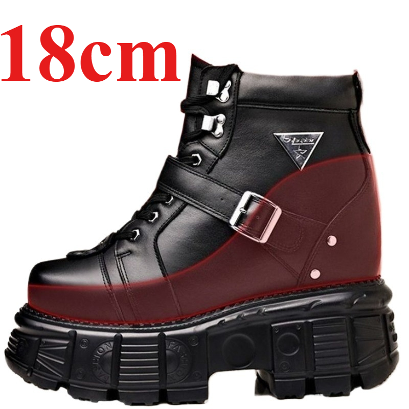 Fashion Men'S Boots - Echte Leder-Motorradstiefel für Herren, 18 cm