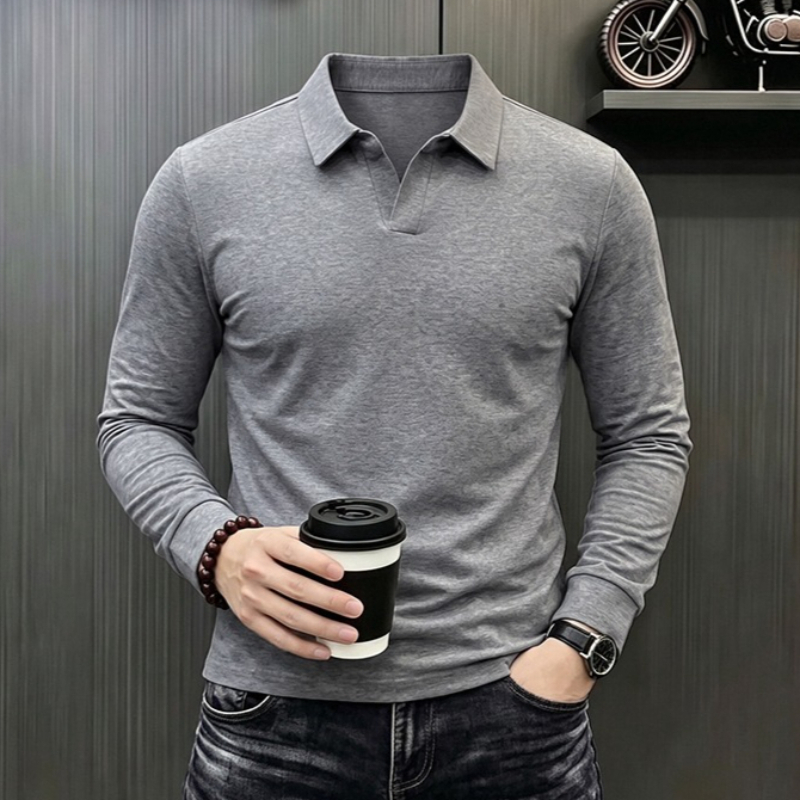 Men Fashion Upper - Herren Business Casual Langarm T-Shirt Frühling
