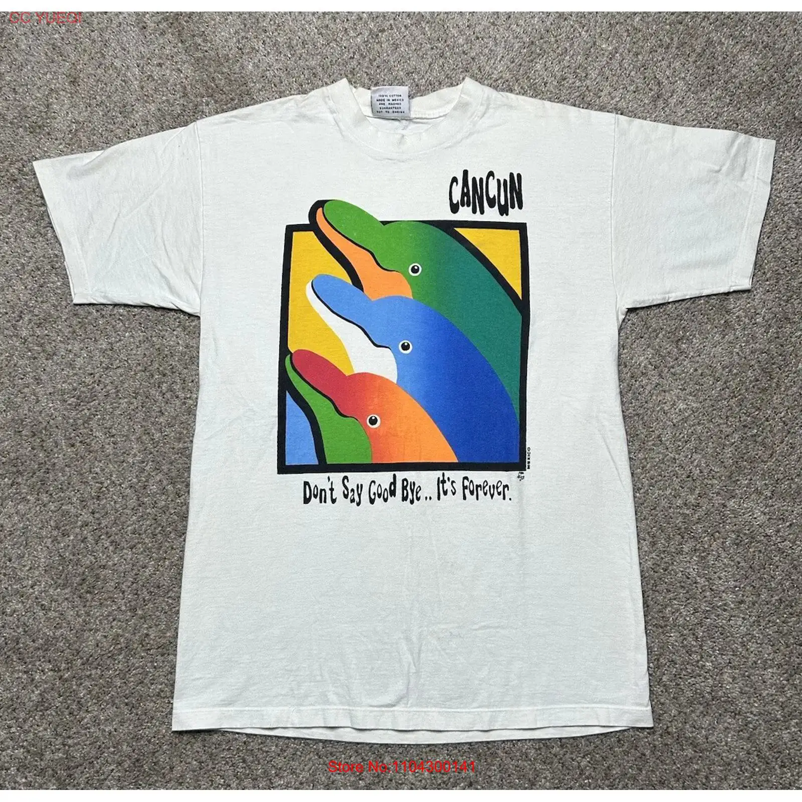 Mens Fashion Mexico - Vintage Cancun Mexico Dolphins Neon T-Shirt,