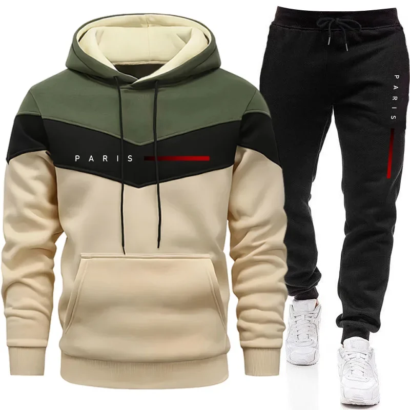 Mens Fashion Streetwear - Paris Fashion Herren-Hoodie-Set Täglicher Casual Sport