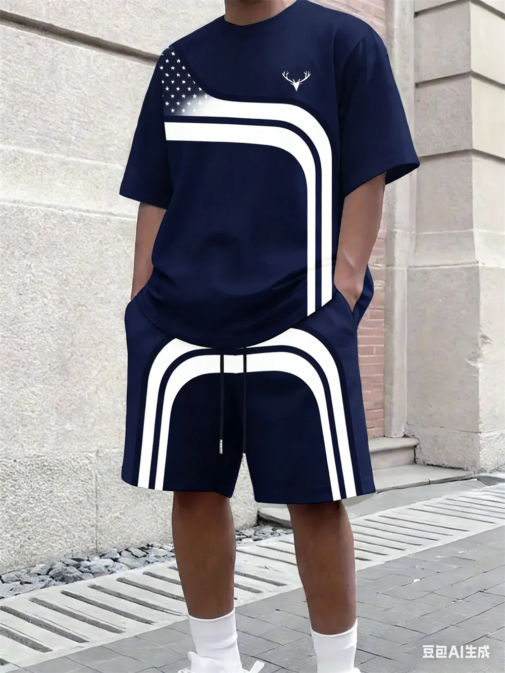 Men'S Fashion Clothing - Modisches Sommer-Herren-Set mit Streifenmuster, Komfortables Atmungsaktives